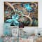 Designart - Light Blue Fractal Flower - Floral Art Framed Canvas Print